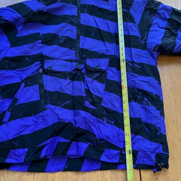 Obermeyer Purple Black Striped Popover Ski Pullover Coat with Pockets, Size S - Picture 5 of 14